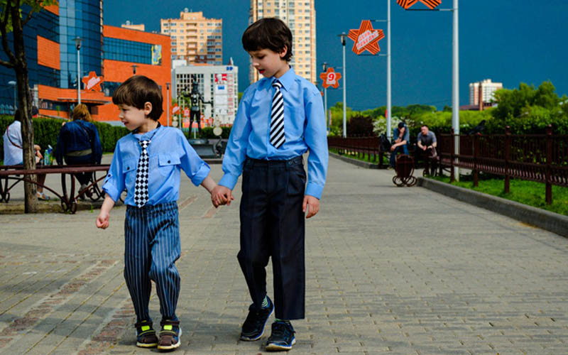 Two Little Brother are walking